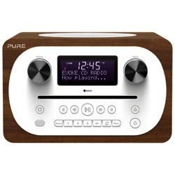 Pure Evoke C-D4 DAB+/FM Bluetooth Compact All-In-One Music System With Remote Control, Walnut